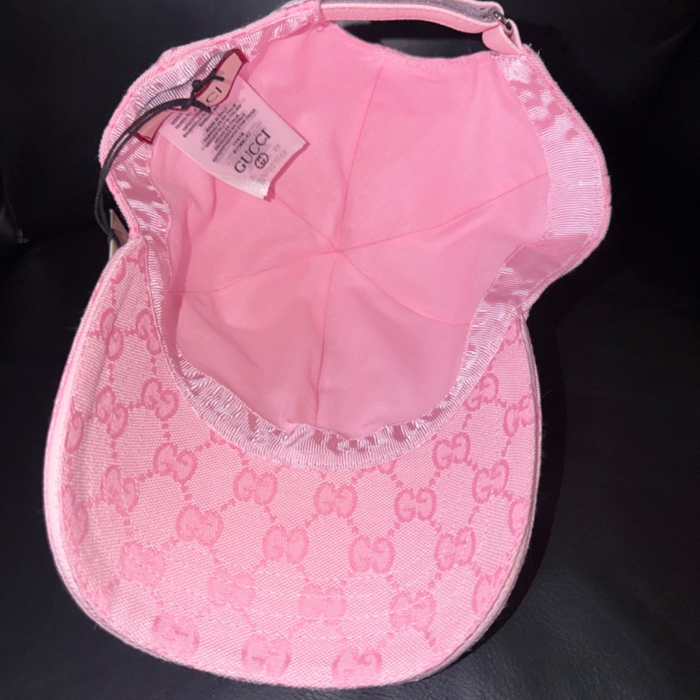 UNISEX GUCCI GG MONOGRAM CANVAS BASEBALL CAP PINK ADJUSTABLE HAT - Picture 6 of 6